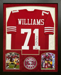 San Francisco 49ers Trent Williams Hand Signed Autographed Custom Red Jersey Framed & Double Suede Matted JSA COA
