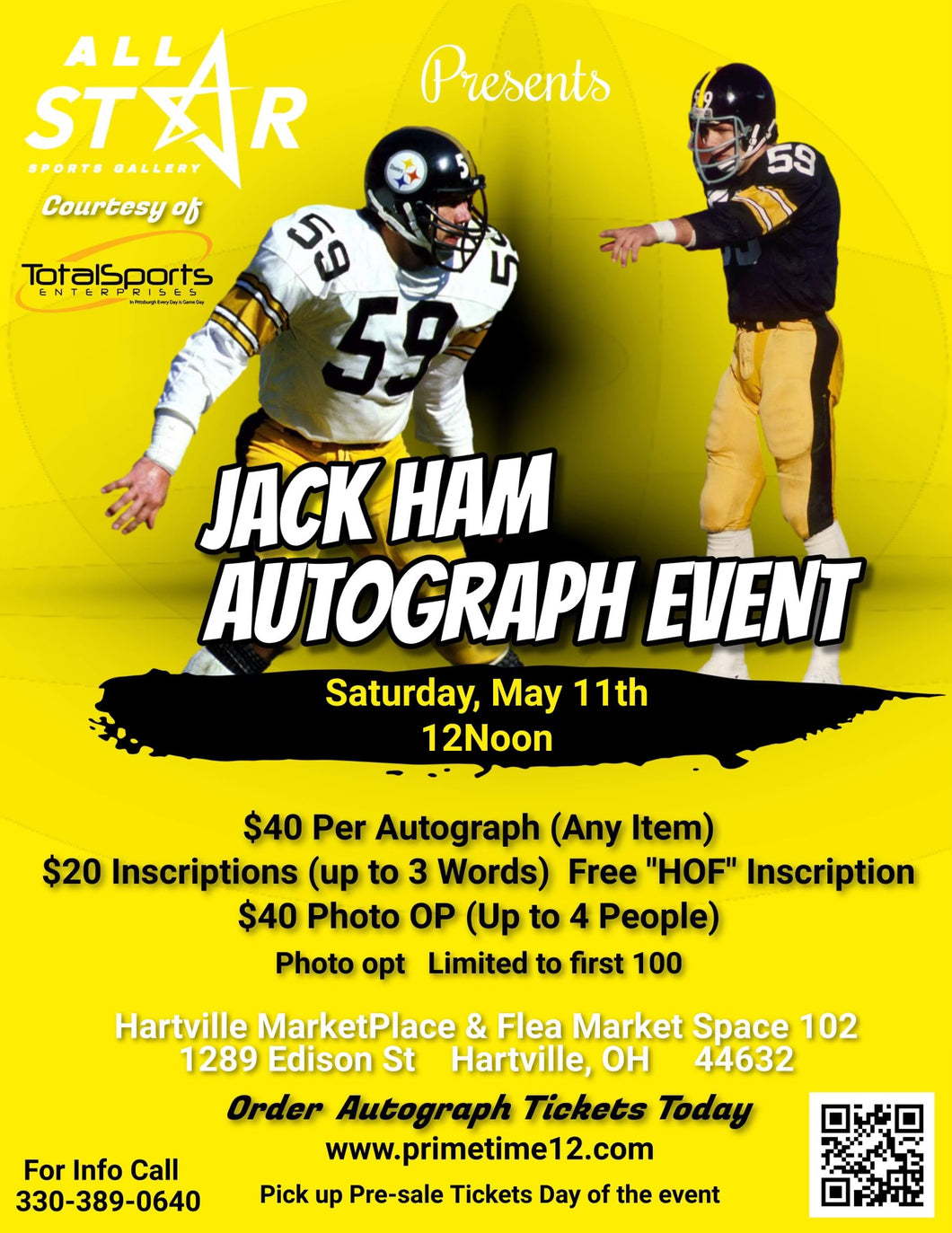 Jack Ham Pre-Sale ticket for autograph signing on any 1 item