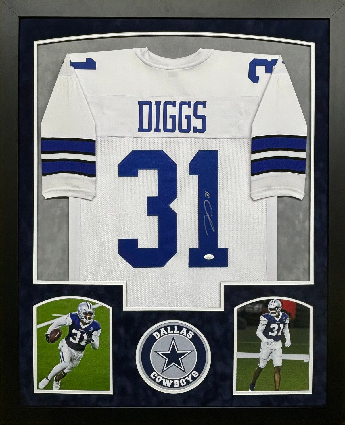 Dallas Cowboys Trevon Diggs Hand Signed Autographed Custom White Jersey Framed & Double Suede Matted JSA COA