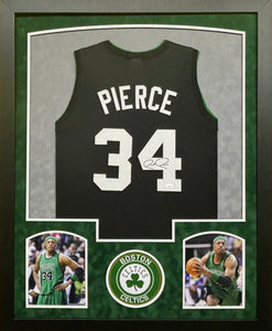 Boston Celtics Paul Pierce Hand Signed Autographed Custom Black Jersey Framed & Double Suede Matted JSA COA