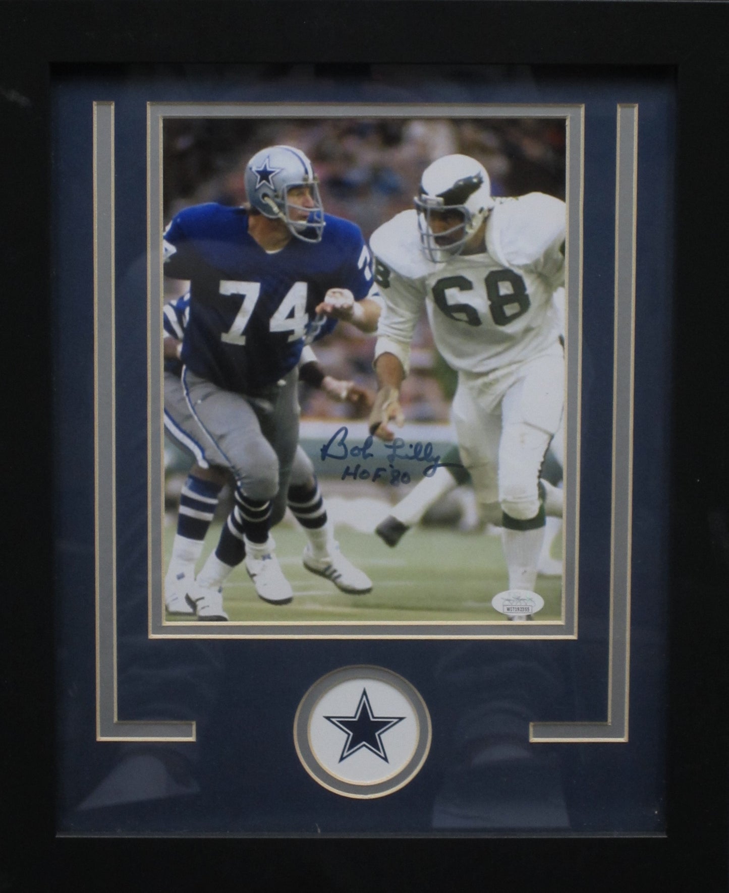 Dallas Cowboys Bob Lilly Hand Signed Autographed 11x14 Photo with HOF '81 Inscription Custom Framed & Matted with JSA COA