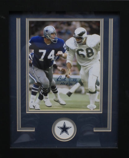 Dallas Cowboys Bob Lilly Hand Signed Autographed 11x14 Photo with HOF '81 Inscription Custom Framed & Matted with JSA COA