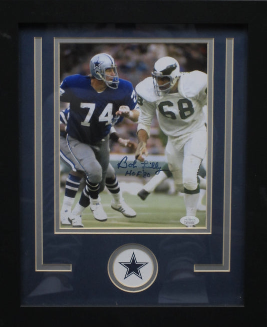 Dallas Cowboys Bob Lilly Hand Signed Autographed 11x14 Photo with HOF '81 Inscription Custom Framed & Matted with JSA COA