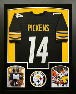 Pittsburgh Steelers George Pickens Hand Signed Autographed Custom Black Jersey Framed & Double Suede Matted with JSA COA