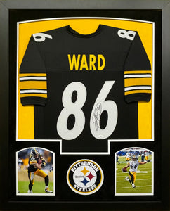 Pittsburgh Steelers Hines Ward Hand Signed Autographed Custom Black Jersey Framed & Double Suede Matted with JSA COA