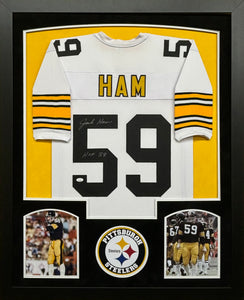 Pittsburgh Steelers Jack Ham Hand Signed Autographed Custom White Jersey Framed & Double Suede Matted with JSA COA