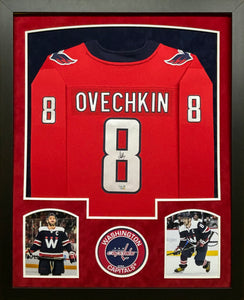 Washington Capitals Alexander Ovechkin Hand Signed Autographed Custom Red Jersey Framed & Double Suede Matted FANATICS Authentic COA