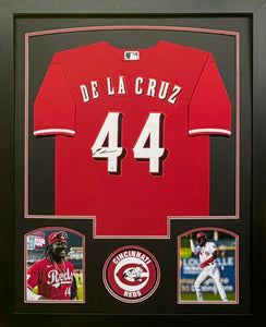 Cincinnati Reds Elly De La Cruz Hand Signed Autographed Authentic Red Jersey Framed & Matted with COA