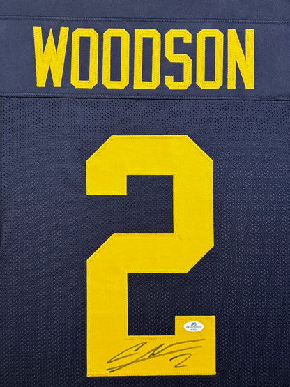 University of Michigan Wolverines Charles Woodson Hand Signed Autographed Custom Blue Jersey Framed & Matted with COA