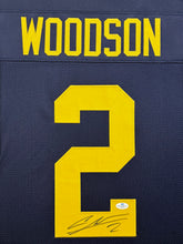 Load image into Gallery viewer, University of Michigan Wolverines Charles Woodson Hand Signed Autographed Blue Jersey Framed &amp; Matted with COA