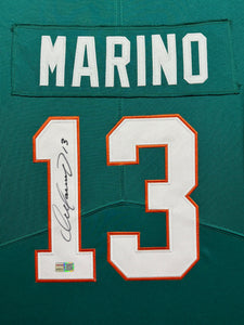 Miami Dolphins Dan Marino Hand Signed Autographed Authentic Teal Jersey Framed & Suede Matted with TRISTAR COA