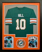 Load image into Gallery viewer, Miami Dolphins Tyreek Hill Hand Signed Autographed Custom Teal Jersey Framed &amp; Matted with COA