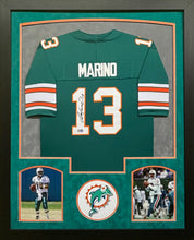 Load image into Gallery viewer, Miami Dolphins Dan Marino Hand Signed Autographed Custom Teal Jersey Framed &amp; Double Suede Matted with COA