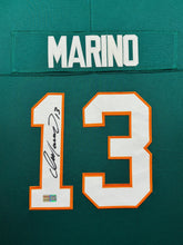 Load image into Gallery viewer, Miami Dolphins Dan Marino Hand Signed Autographed Custom Teal Jersey Framed &amp; Double Suede Matted with COA