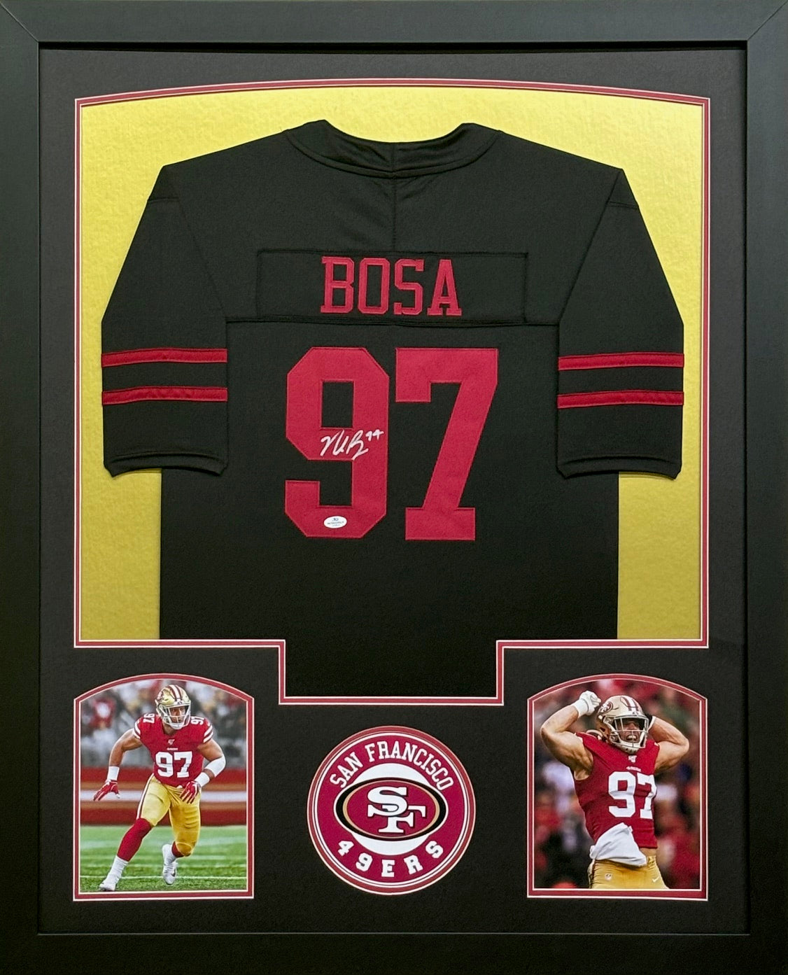 San Francisco 49ers Nick Bosa Hand Signed Autographed Black Jersey Framed & Matted with COA