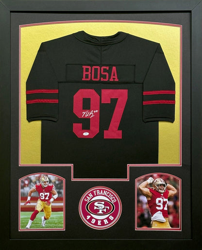 San Francisco 49ers Nick Bosa Hand Signed Autographed Black Jersey Framed & Matted with COA
