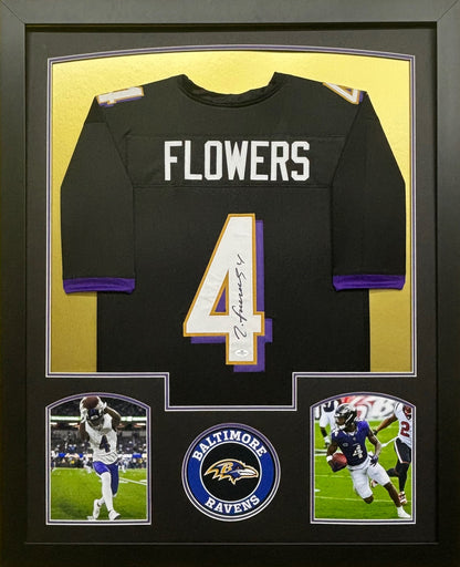 Baltimore Ravens Xavien "Zay" Flowers Hand Signed Autographed Custom Black Jersey Framed with Matting Includes COA