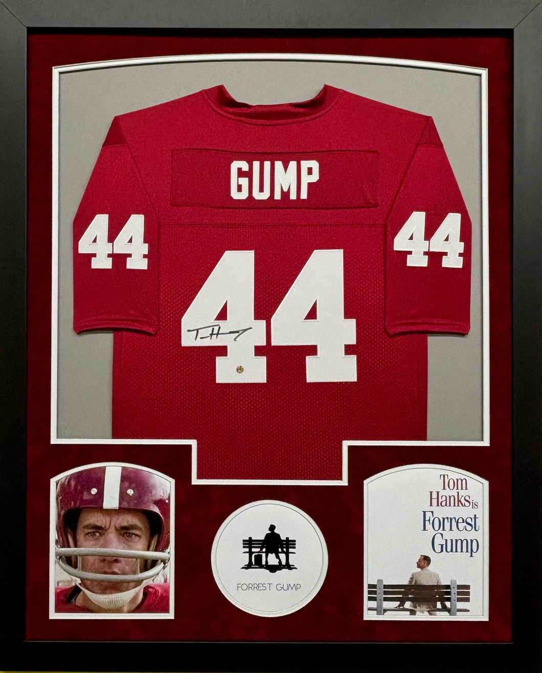 Forrest Gump Tom Hanks Hand Signed Autographed Custom Red Jersey Framed & Suede Matted with COA