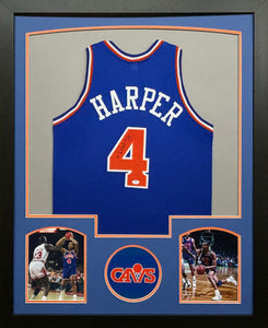 Cleveland Cavaliers Ron Harper Hand Signed Autographed Custom Blue Jersey Framed & Matted with PSA COA