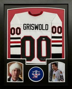 National Lampoons Christmas Vacation "Clark Griswold" Chevy Chase Hand Signed Autographed Black Jersey Framed & Matted with BECKETT COA