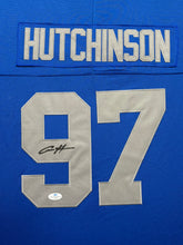 Load image into Gallery viewer, Detroit Lions Aidan Hutchinson Hand Signed Autographed Custom Blue Jersey Framed &amp; Matted with COA