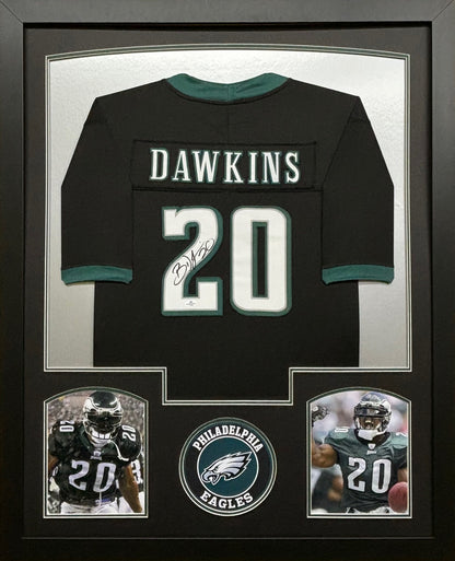 Philadelphia Eagles Brian Dawkins Hand Signed Autographed Custom Black Jersey Framed & Matted with COA