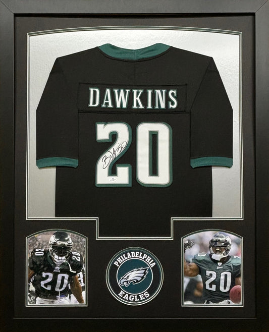 Philadelphia Eagles Brian Dawkins Hand Signed Autographed Custom Black Jersey Framed & Matted with COA