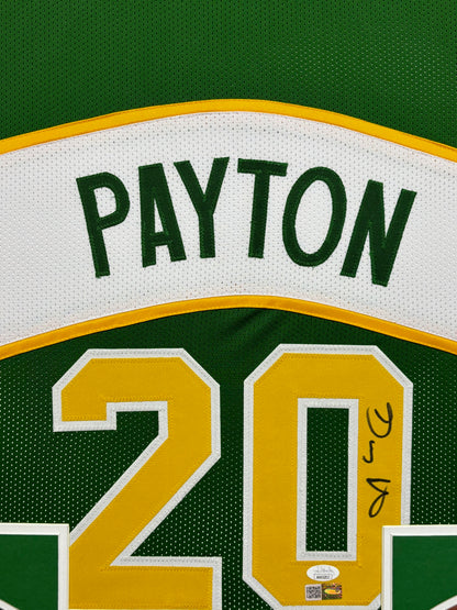 Seattle Supersonics Gary Payton Hand Signed Autographed Custom Green Jersey Framed & Matted with JSA COA