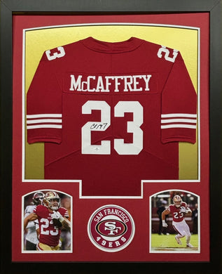 San Francisco 49ers Christian McCaffrey Signed Red Jersey Framed & Matted with COA