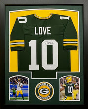 Load image into Gallery viewer, Green Bay Packers Jordan Love Hand Signed Autographed Custom Green Jersey Framed &amp; Matted with COA