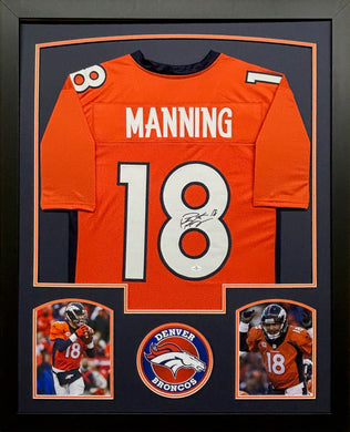Denver Broncos Peyton Manning Signed Orange Jersey Framed & Matted with COA