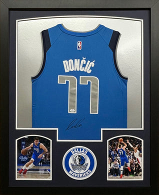 Dallas Mavericks Luka Doncic Signed Blue Jersey Framed & Matted with COA