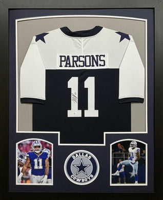 Dallas Cowboys Micah Parsons Signed Blue Jersey Framed & Matted with COA