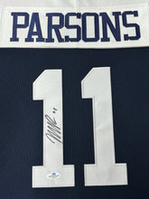 Load image into Gallery viewer, Dallas Cowboys Micah Parsons Hand Signed Autographed Custom Blue Jersey Framed &amp; Matted with COA