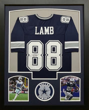 Load image into Gallery viewer, Dallas Cowboys CeeDee Lamb Hand Signed Autographed Custom Blue Jersey Framed &amp; Matted with COA