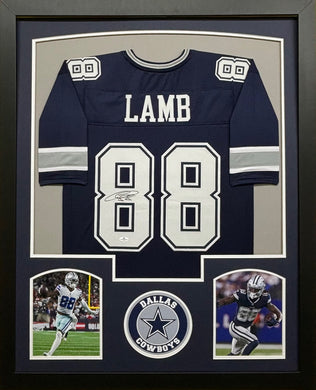 Dallas Cowboys CeeDee Lamb Signed Blue Jersey Framed & Matted with COA