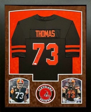 Cleveland Browns Joe Thomas Hand Signed Autograph Brown Jersey Framed & Double Suede Matted with JSA COA