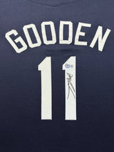 Load image into Gallery viewer, New York Yankees Dwight Gooden Hand Signed Autographed Custom Blue Jersey Framed &amp; Suede Matted with BECKETT COA