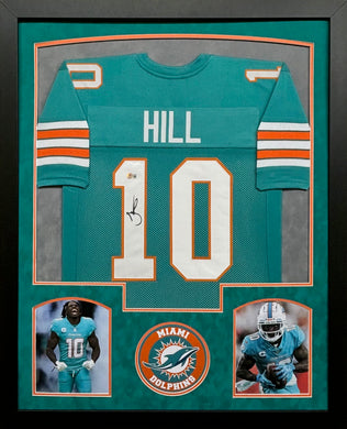Miami Dolphins Tyreek Hill Signed Teal Jersey Framed & Double Suede Matted with BECKETT COA