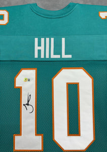 Miami Dolphins Tyreek Hill Hand Signed Autographed Custom Teal Jersey Framed & Double Suede Matted with BECKETT COA