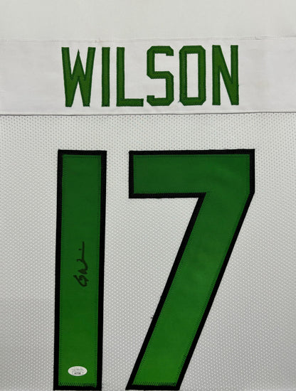New York Jets Garrett Wilson Hand Signed Autographed White Jersey Framed & Suede Matted with JSA COA