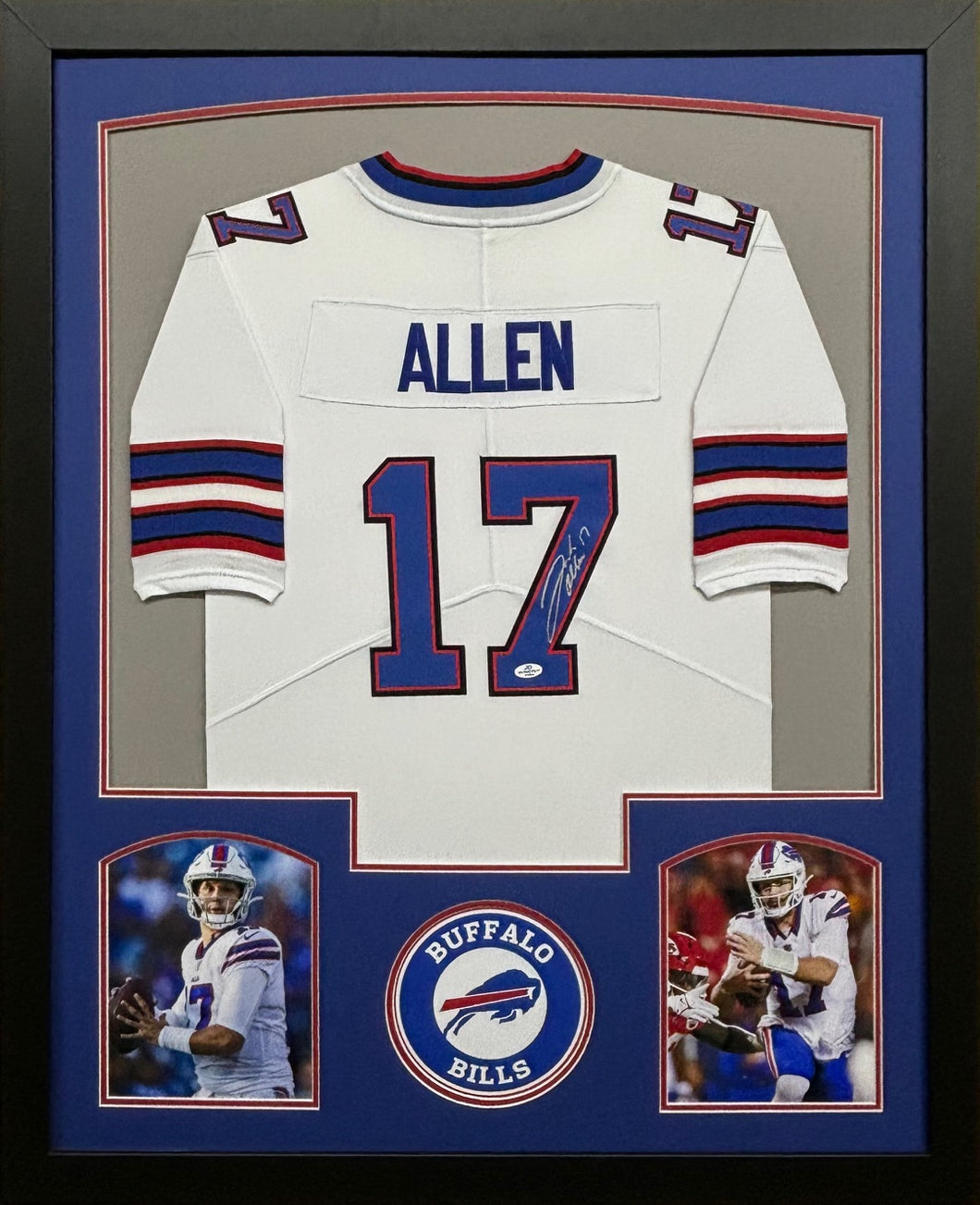 Buffalo Bills Josh Allen Hand Signed Autographed Custom White Jersey Framed & Matted with COA