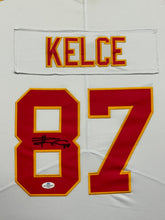 Load image into Gallery viewer, Kansas City Chiefs Travis Kelce Hand Signed Autographed Custom White Jersey Framed &amp; Matted with COA