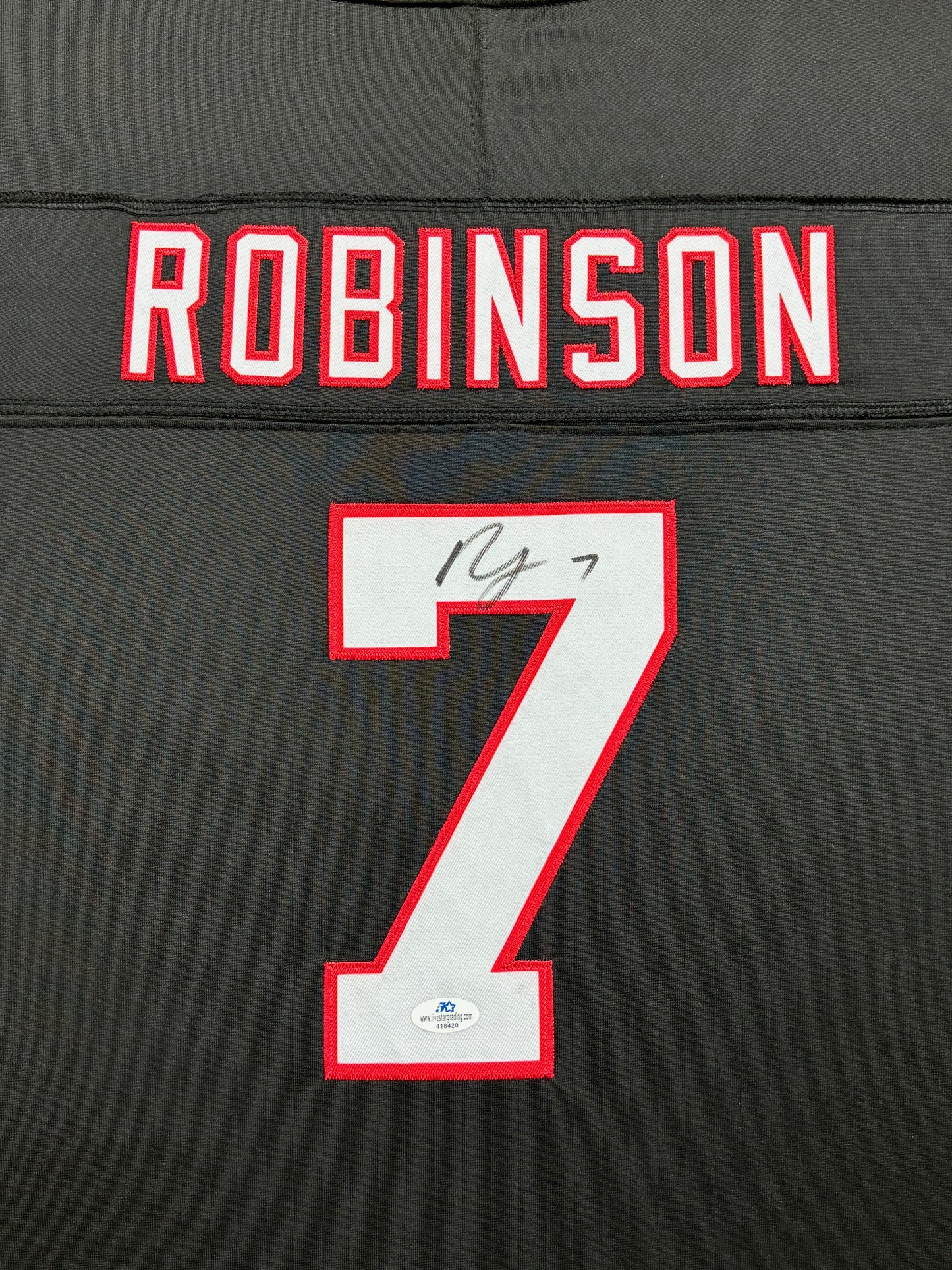Atlanta Falcons Bijan Robinson Hand Signed Autographed Custom Black Jersey Framed with Matting Includes COA