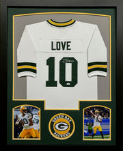 Load image into Gallery viewer, Green Bay Packers Jordan Love Hand Signed Autographed Custom White Jersey Framed &amp; Matted with COA