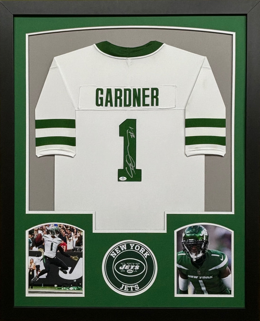 New York Jets Sauce Gardner Hand Signed Autographed Custom White Jersey Framed & Matted with COA