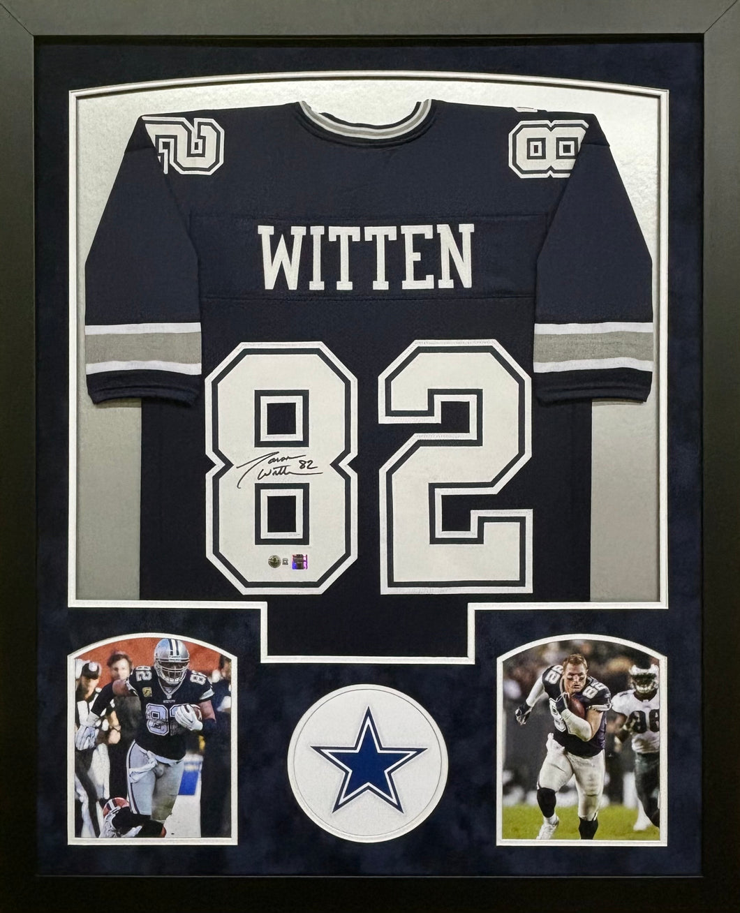 Dallas Cowboys Jason Witten Hand Signed Autographed Custom Navy Jersey Framed & Suede Matted BECKETT COA