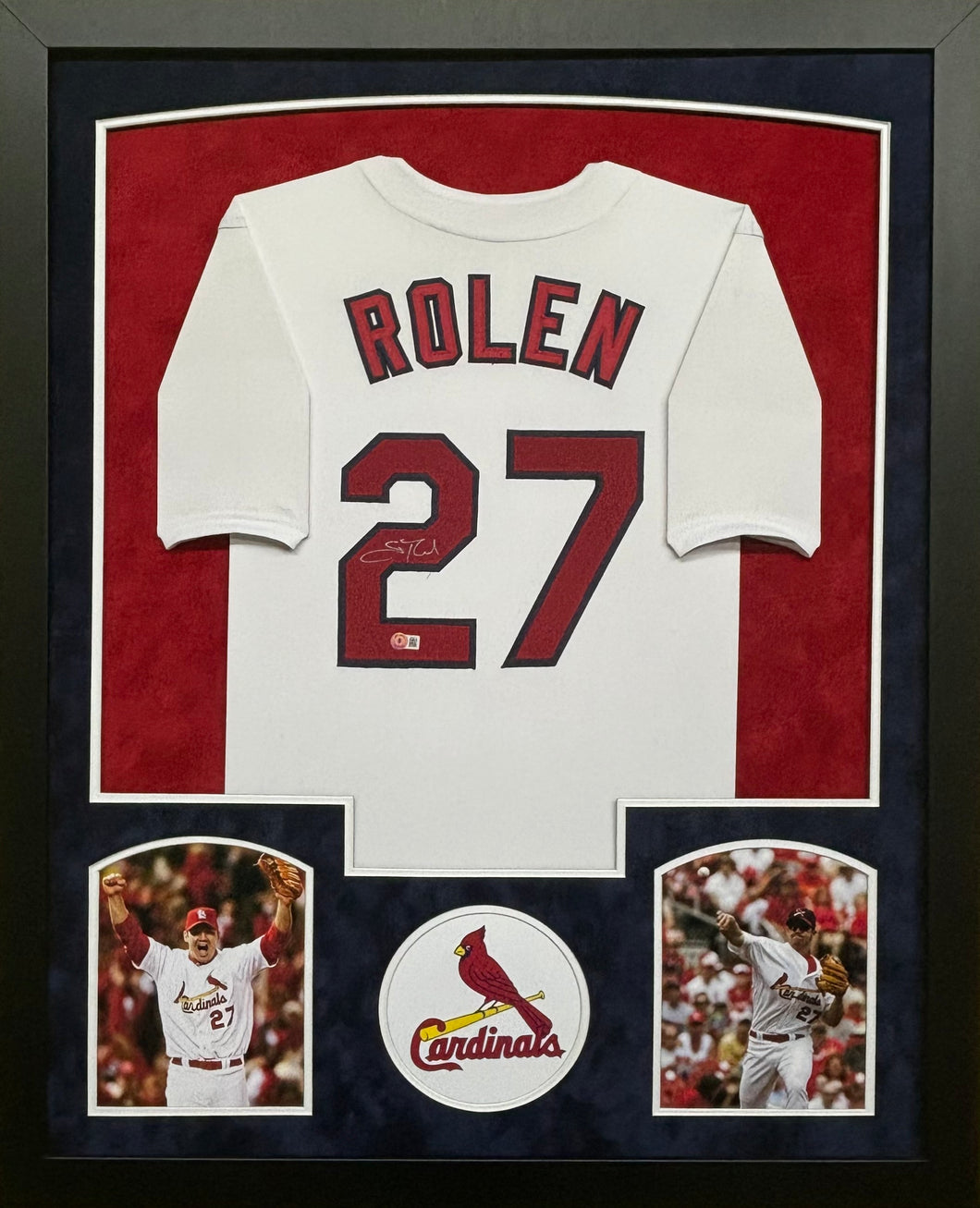 St. Louis Cardinals Scott Rolen Hand Signed Autographed Custom White Jersey Framed & Double Suede Matted BECKETT COA