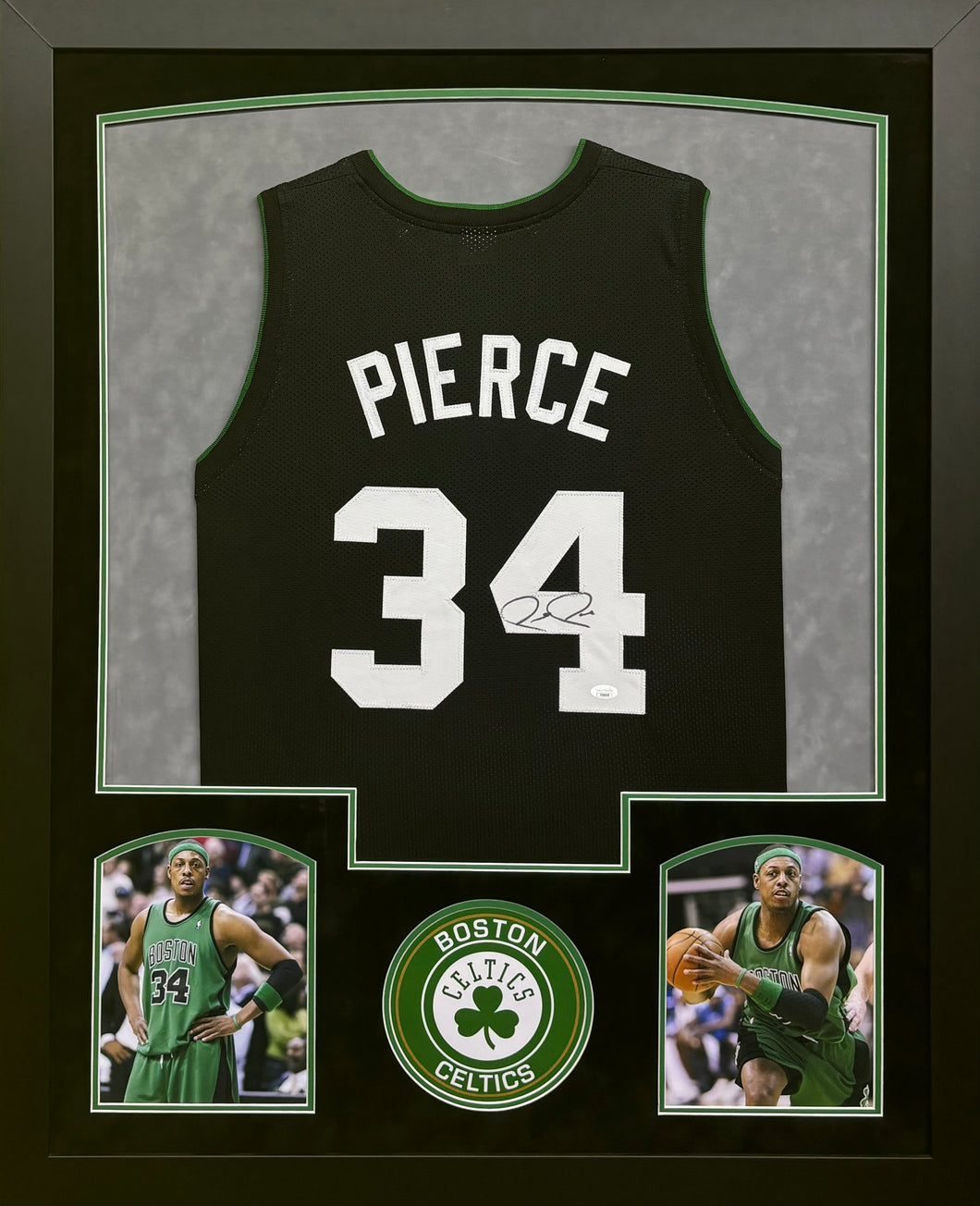 Boston Celtics Paul Pierce Hand Signed Autographed Custom Black Jersey Framed & Double Suede Matted JSA COA