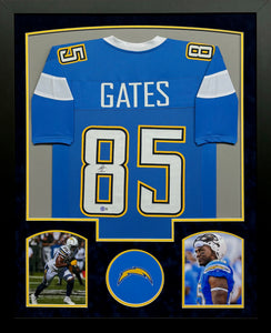 Los Angeles Chargers Antonio Gates Hand Signed Autographed Custom Blue Jersey Framed & Suede Matted with Becket COA